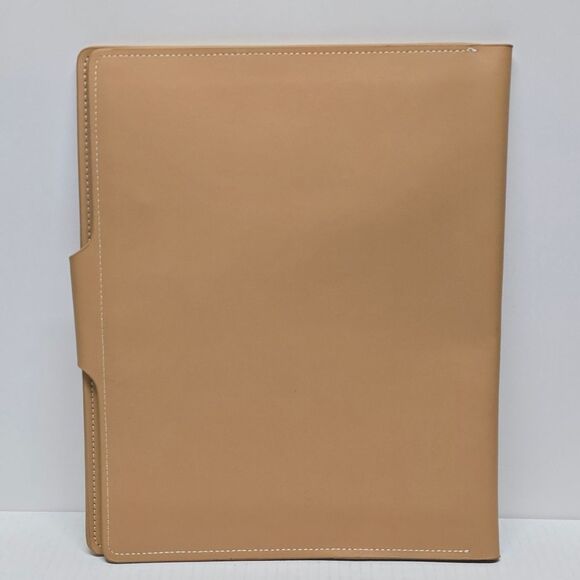 NEW Tan Leather portfolio folder With Symbol @ never used - Picture 2 of 9
